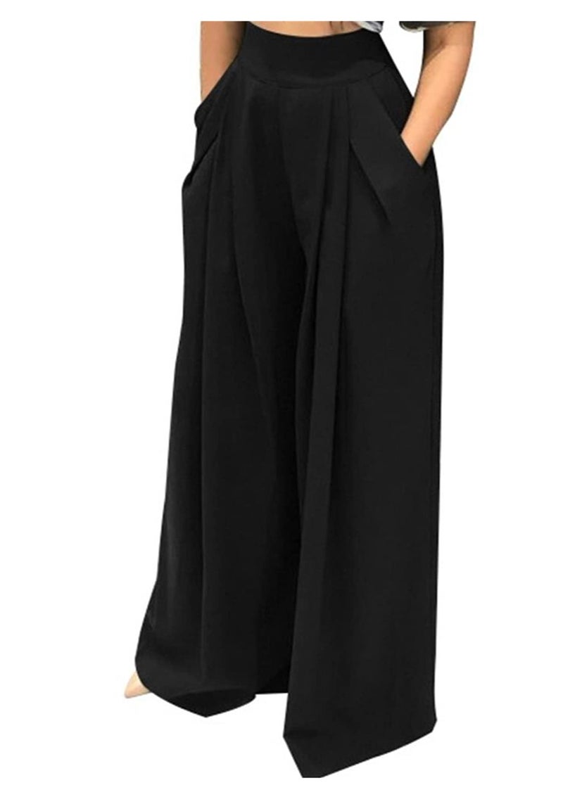 NRTHYE Womens Palazzo Long Pants High Waist Wide Leg Stretchy Loose Fit Casual Trousers with Pocket - Image 1